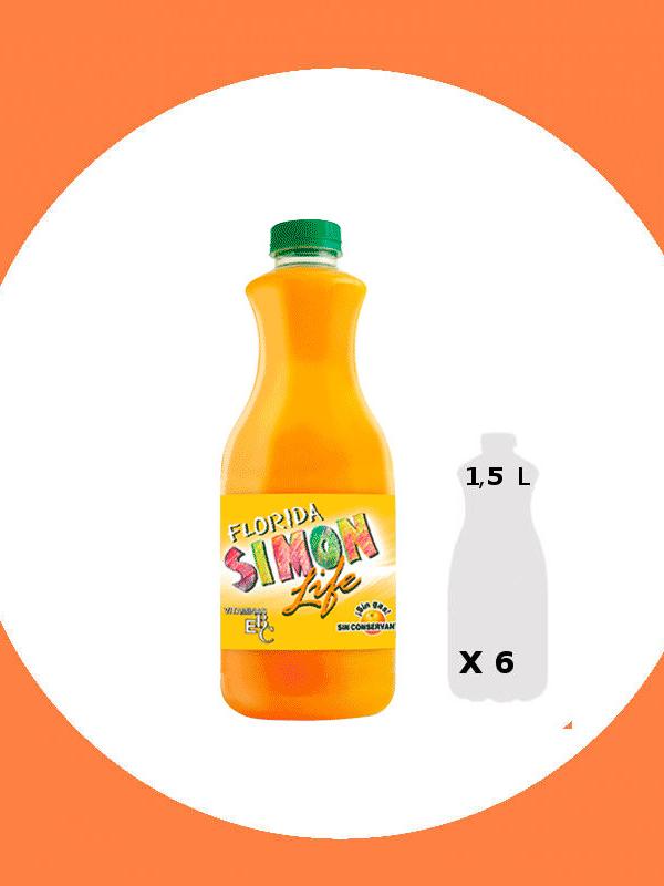 Stock caducida corta Agosto 2018 bebida SIMON LIFE  FLORIDA1,5L caja 6 botellas - VARIOS PALETS